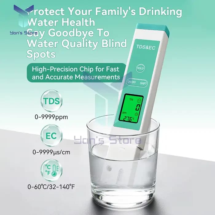 Testeur d'eau numérique 3 en 1, compteur TDS 0-9990 PPM, stylo testeur de qualité de l'eau, écran LCD rétro-éclairé pour piscines, Aquariums d'eau potable