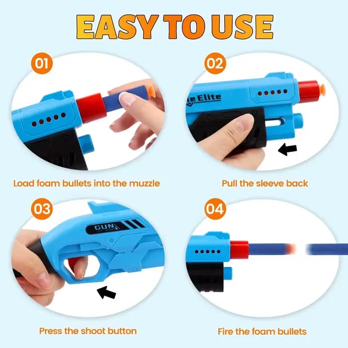 Jouet de combat manuel de lanceur de fléchettes de mousse de Blaster de balle molle durable extérieur, pistolet de jeu pour les garçons et les filles, Gitfs d'Halloween et de Noël