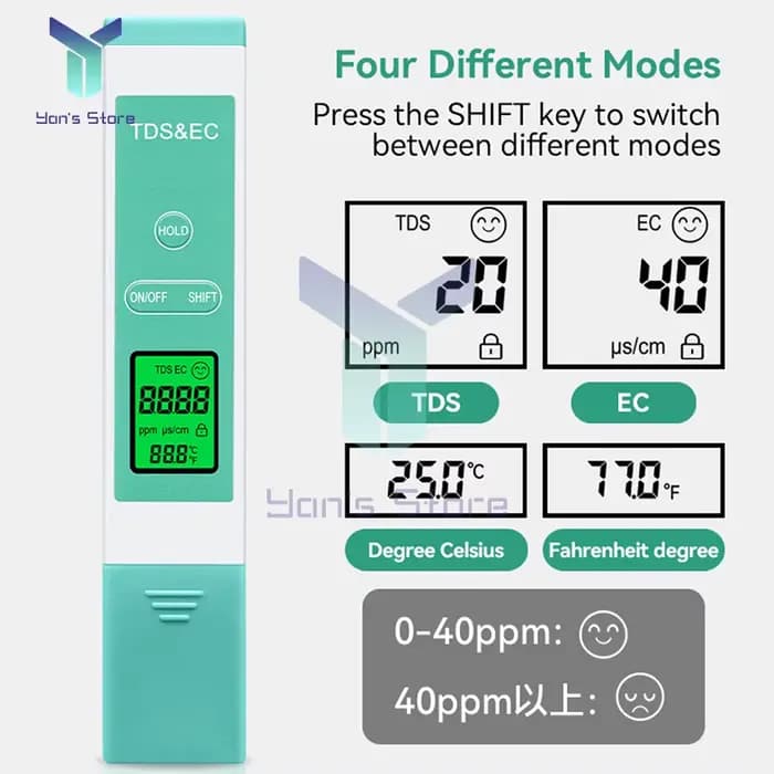 Testeur d'eau numérique 3 en 1, compteur TDS 0-9990 PPM, stylo testeur de qualité de l'eau, écran LCD rétro-éclairé pour piscines, Aquariums d'eau potable