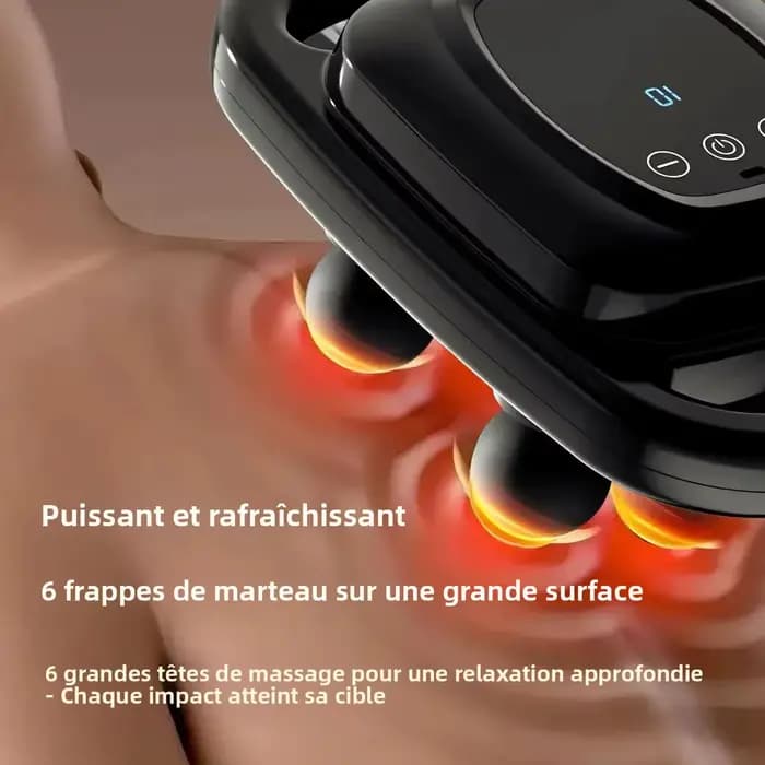 Pistolet de massage à 6 têtes avec écran numérique