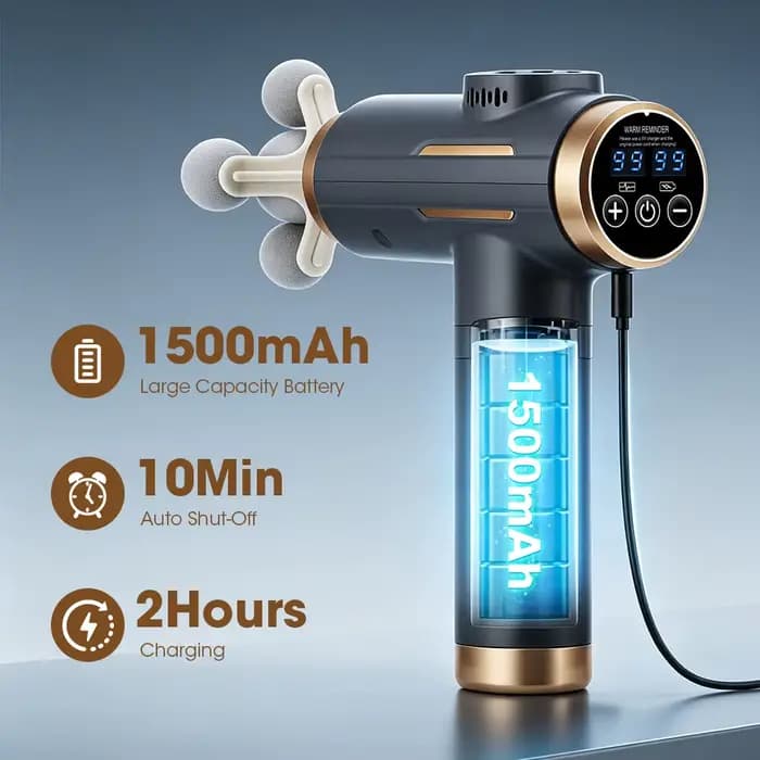 Pistolet de massage à 99 niveaux avec écran LCD
