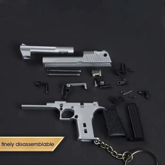 Porte-clés pistolet miniature Desert Eagle en alliage, échelle 1:4, modèle d'arme en métal, cadeau de Noël idéal pour adultes et enfants