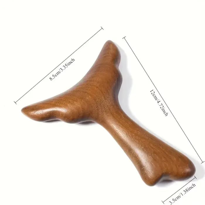 1 outil Gua Sha en bois de santal doré en forme de queue de poisson