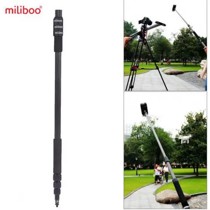 miliboo 300cm/9.9ft Perche de microphone télescopique légère en fibre de carbone, support de fixation pour interview et tournage