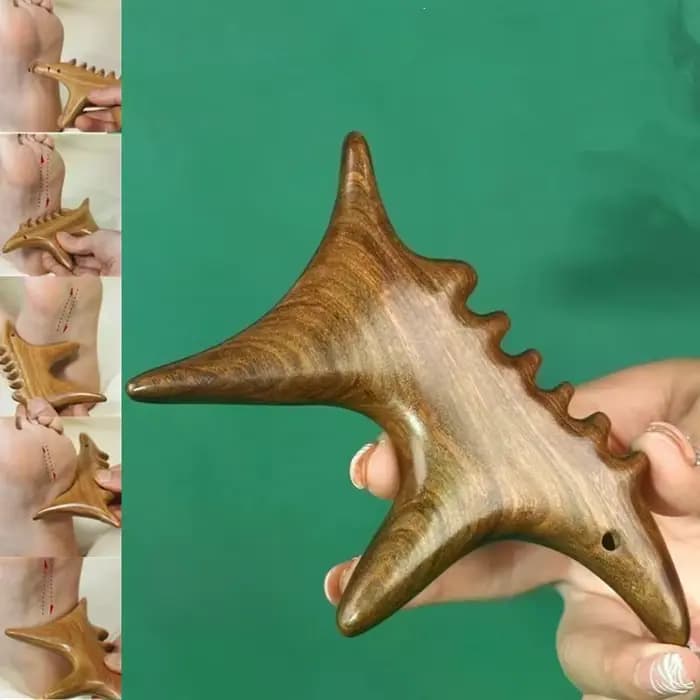 Outils de Massage Gua Sha en bois de santal et soie dorée