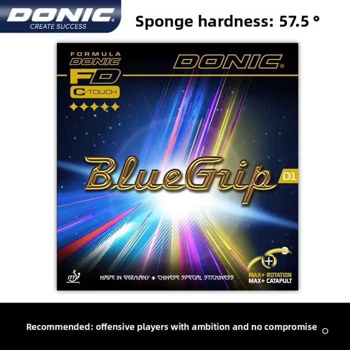 Caoutchouc de Tennis de Table DONIC D1, caoutchouc collant bleu, Version durcie 13090
