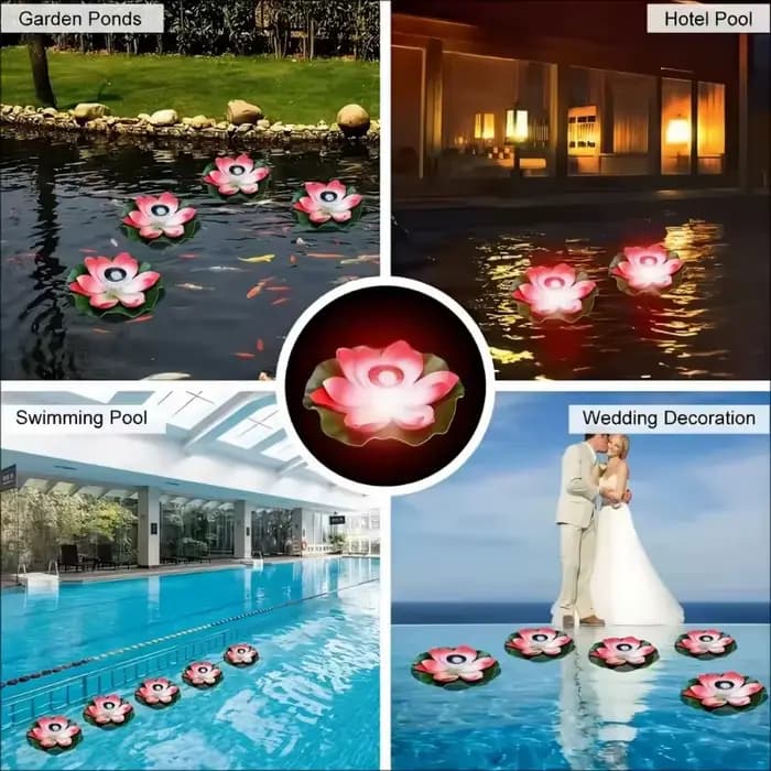 Lumière de Lotus flottante solaire LED étanche, veilleuse festive, lampe de souhait pour étang, piscine, jardin, aquarium, fournitures de décoration