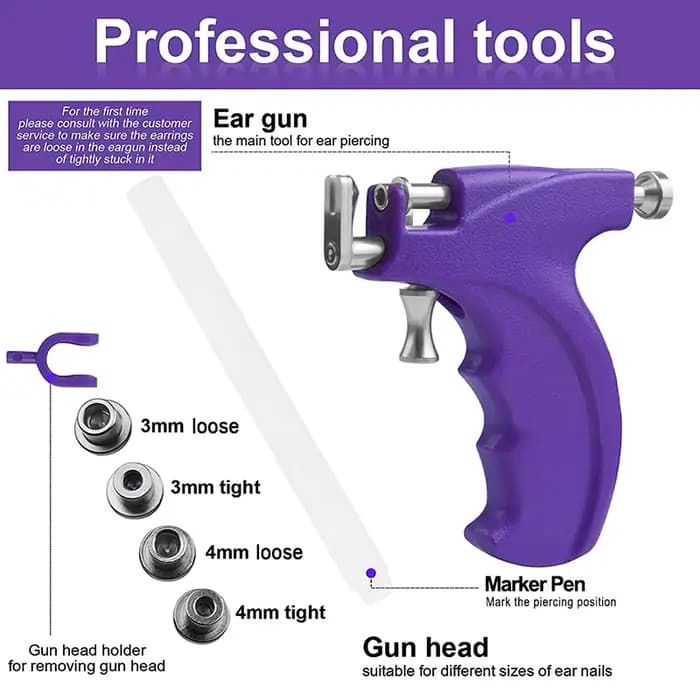Pistolet de perçage d'oreille professionnel avec goujon d'oreille, kit de machine de bijoux de corps, stérile, antarctique, nombril, hélice