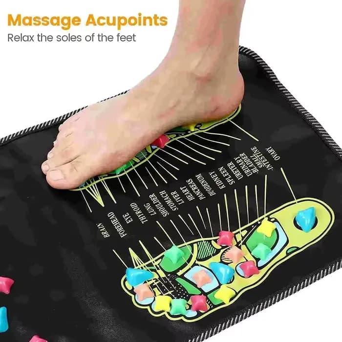 Tapis de massage des pieds de réflexologie avec pierres