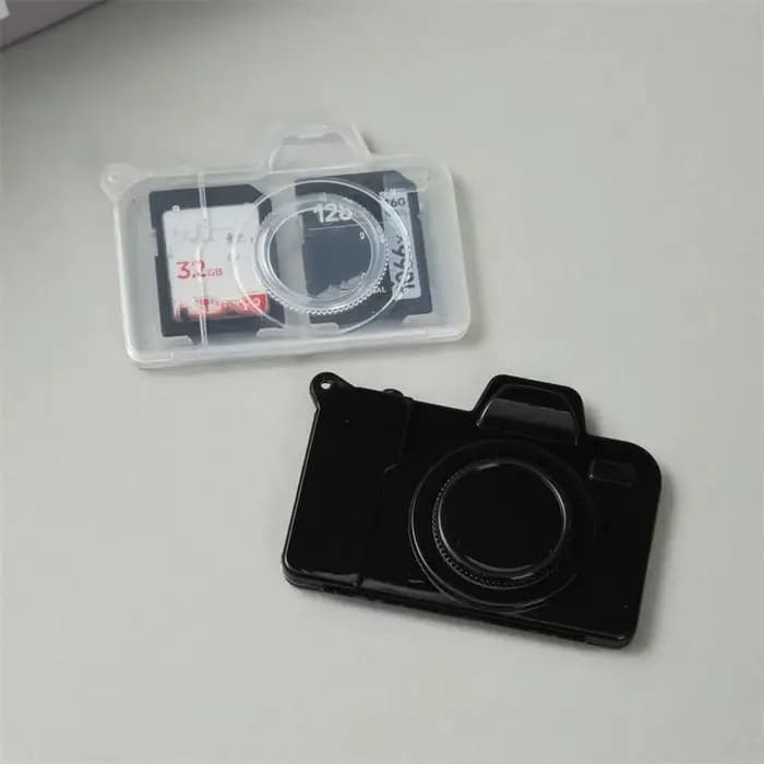 Organisateur de cartes compact en forme d'appareil photo, étui de rangement portable et durable pour les amateurs de photographie, pour les voyages et la prise de vue