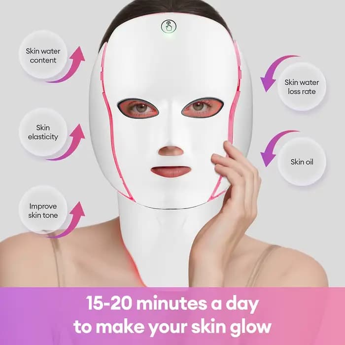 Masque Facial LED 7 couleurs avec lumière LED pour le cou