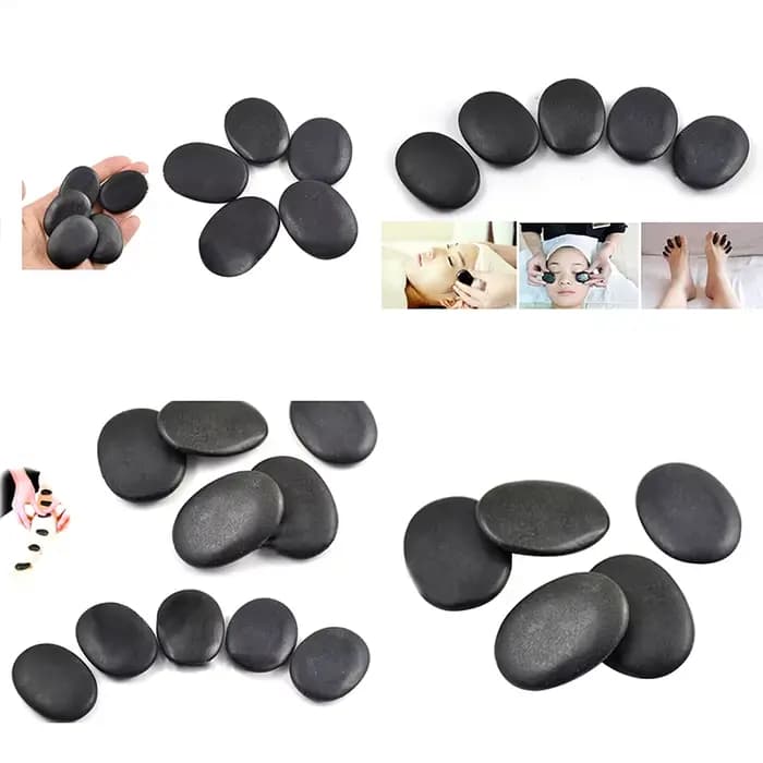 Ensemble de pierres naturelles de massage au charbon chaud