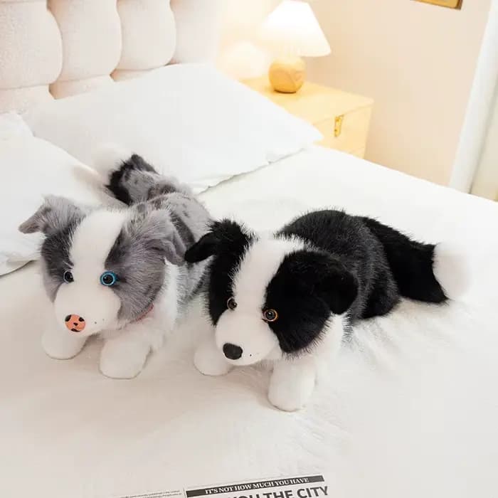 Jouets en peluche style collier Border Collie, quatre couleurs, 40/50CM, poupée chiot en peluche douce, jouets amusants pour enfants, cadeaux
