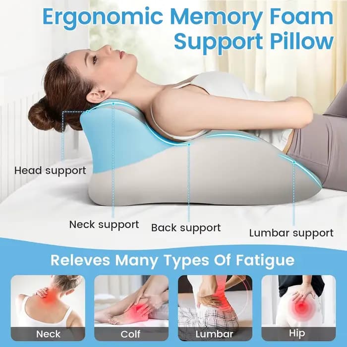 Oreiller ergonomique amélioré en mousse à mémoire de forme pour dormir sur le ventre