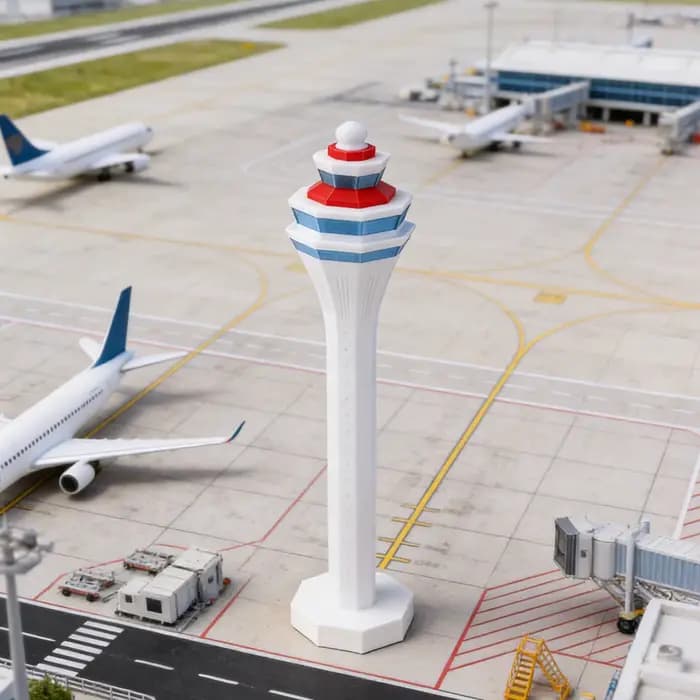 Modèle de tour d'aéroport à l'échelle 1:400, modèle de scène d'aéroport de simulation, modèle de décoration de diorama de loisir de bricolage, modèle de bâtiment d'aéroport
