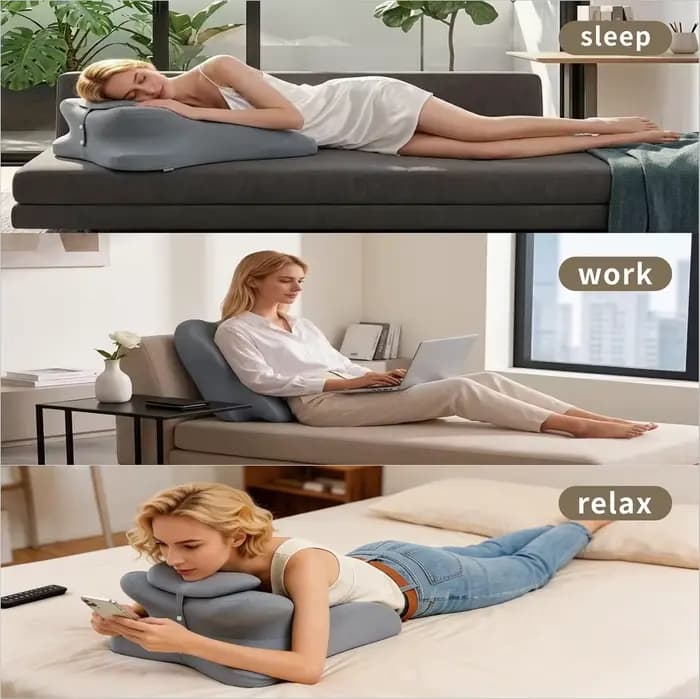 Coussin ergonomique en mousse à mémoire de forme multifonctionnel pour l'alignement du cou