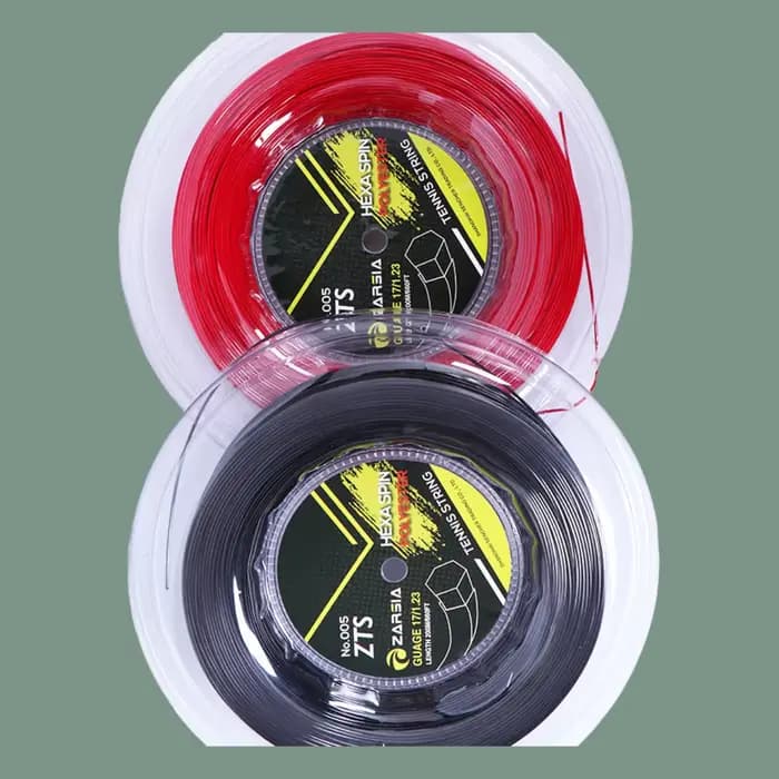 200M 1 bobine ZARSIA cordes de Tennis hexagonales rotatives cordes de raquette hexagonales durables en Polyester cordes de Tennis hexagonales 1.23MM
