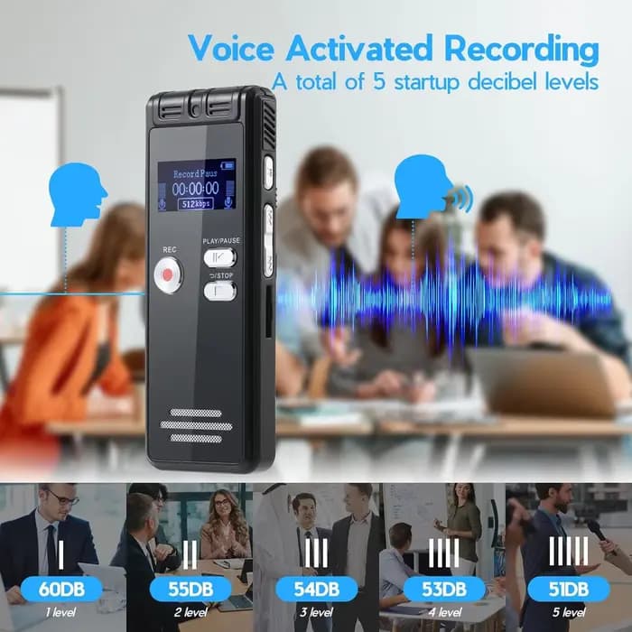 Enregistreur numérique à commande vocale avec lecture-dispositif d'enregistrement Audio 2200 heures, dispositif d'enregistrement à bande double micro HD 1536Kpbs pour