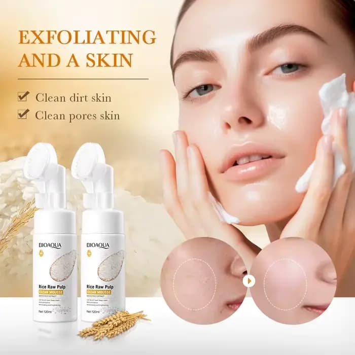BIOAQUA nettoyant pour le visage au riz blanc blanchissant nettoyage en profondeur Massage du visage hydratant Anti-âge mousse de lavage du visage nettoyant pour le visage