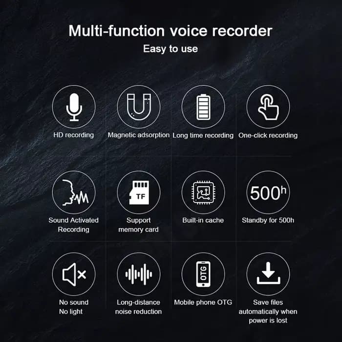 Mini enregistreur à commande vocale, appareil d'enregistrement numérique, dictaphone sonore professionnel, micro audio portable, petit appareil, 500 heures