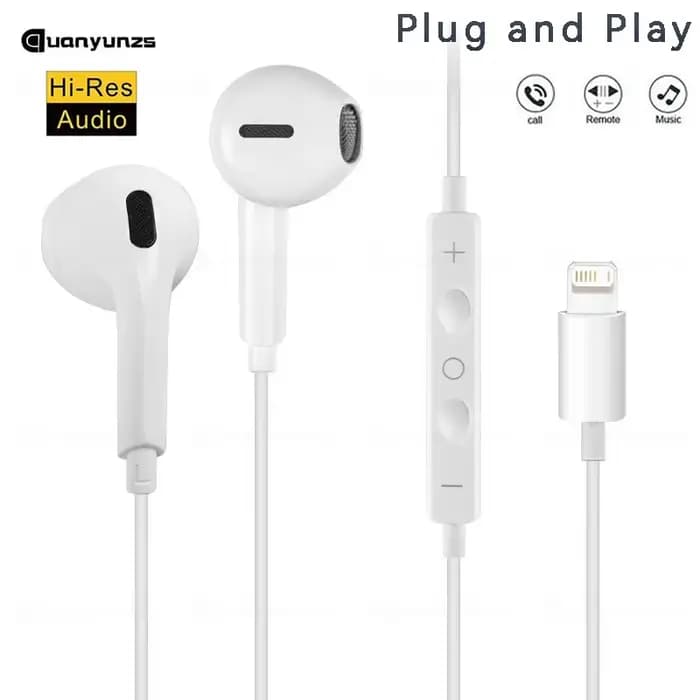 Écouteurs intra-auriculaires filaires d'origine pour iPhone 15 16 14 13 12 11 Pro Max 7/8Plus X XR XS, oreillettes Lightning USB C 3.5mm