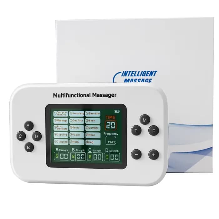 Physiothérapie TENS EMS unité stimulateur musculaire 4 canaux Rechargeable 30 niveaux d'intensité dos cou épaule soulagement des douleurs articulaires