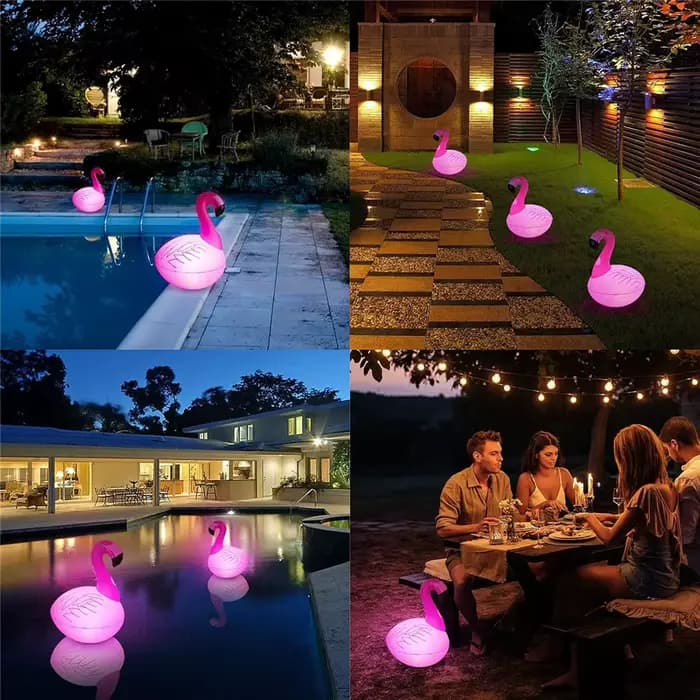 Flamingo flottant piscine lumières à énergie solaire, IP67 étanche lueur LED flamant piscine lumière pour jardin piscine fête décor
