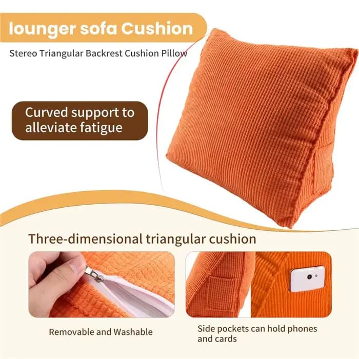 Coussin de lecture AS60 de couleur unie, coussin de dossier en forme de cale, coussin lombaire épais