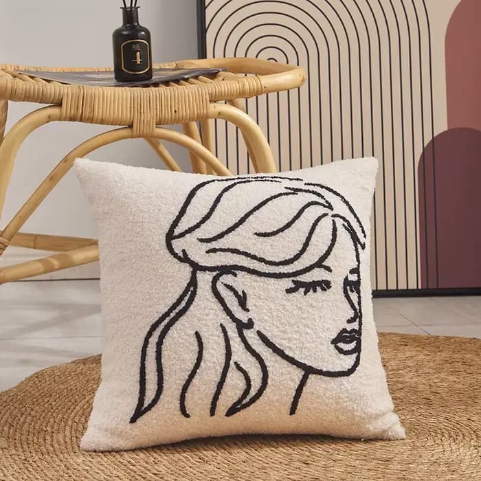 Housses de coussin brodées géométriques en peluche, taie d'oreiller décorative nordique moderne et simple, pour salon et chambre à coucher