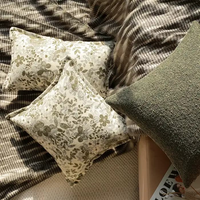 Housse de coussin Jacquard à fleurs rétro américaines, café vert, housses d'oreiller en Chenille de qualité supérieure, décoration moderne pour salon, maison