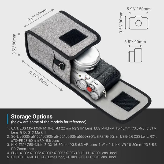 JJC-Étui de poudres pour appareil photo compact, avec sangle, pour Sony A6700 A6500 A6400 A6000 Fujifilm X100VI X100V X100F X100T X100S X100