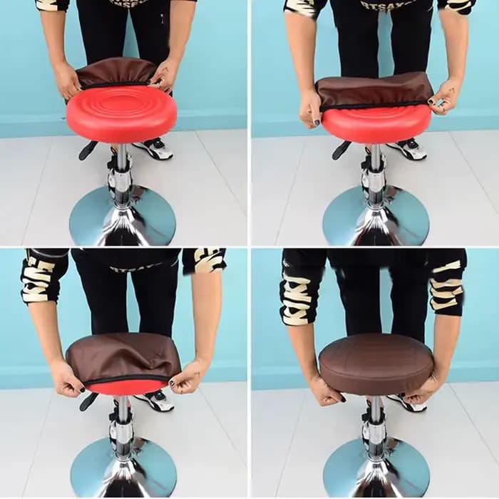 Juste de Protection de Chaise Ronde en Cuir PU, Épaisse et artificiel astique, Imperméable, pour Tabouret de Bar, Petit Coussin de Siège
