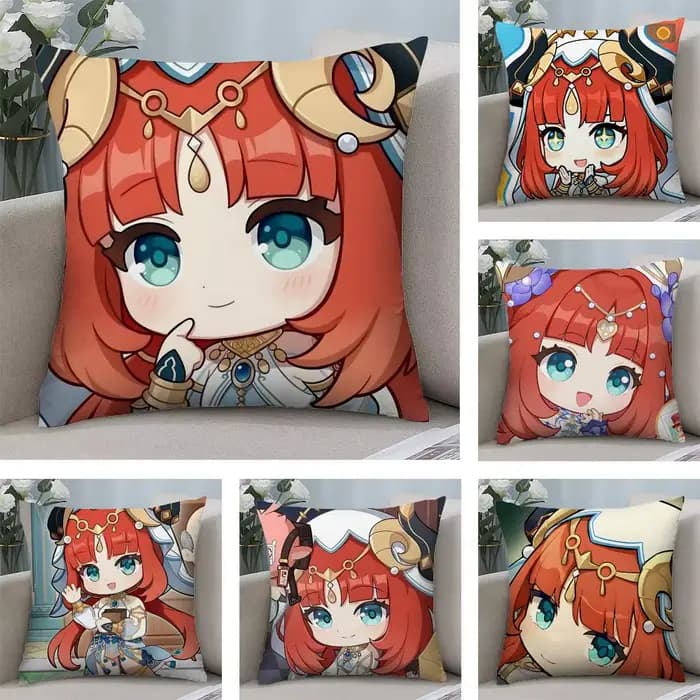 Housse de coussin carrée Nilou Cute Genshin Game pour chambre à coucher, canapé, salon, décoration intérieure, confort et détente 40x40