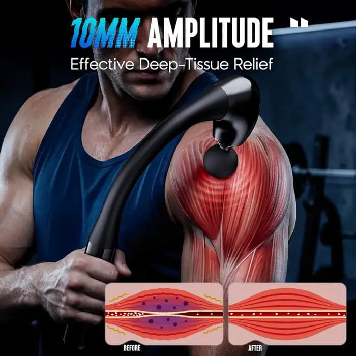 Pistolet de massage des tissus profonds amélioré 10MM pour soulager les douleurs musculaires du cou, des épaules, de la taille et des jambes, portable, idéal pour un usage quotidien