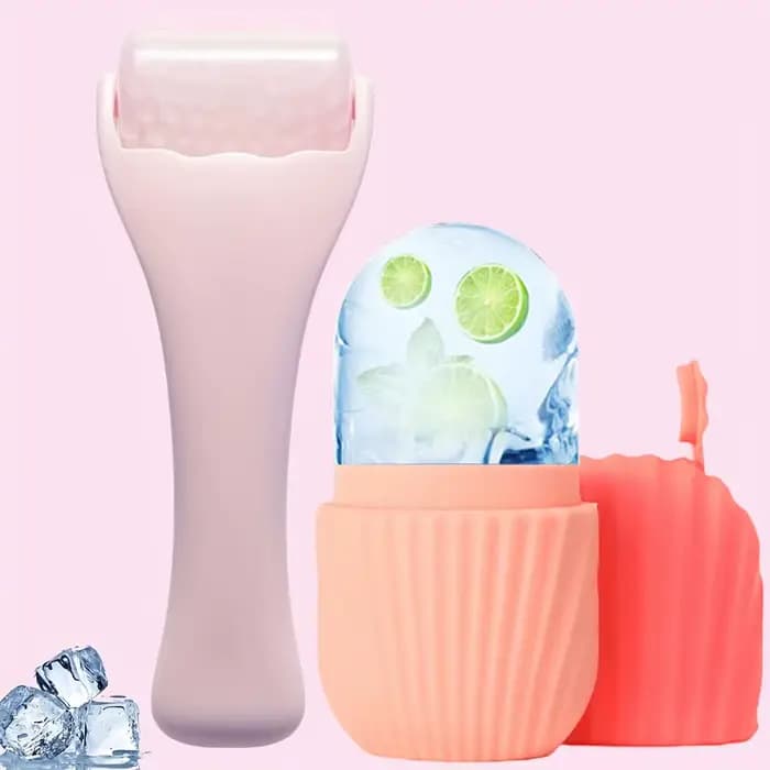 Kit de massage facial : rouleau et moule à glace en silicone réutilisables pour spa