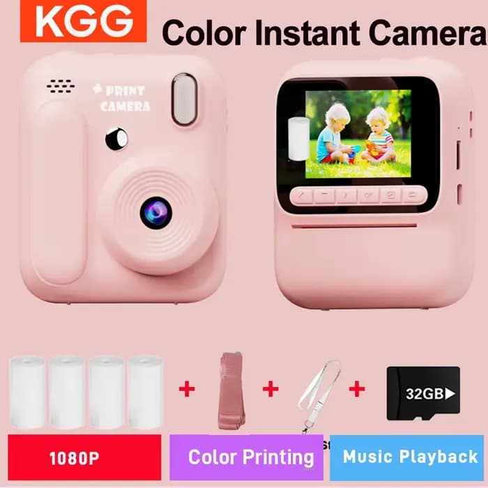 Appareil photo d'impression couleur enfants appareil photo instantané 32GB 1080P impression thermique appareil photo numérique impression Photo jeux vidéo musique enfants cadeau