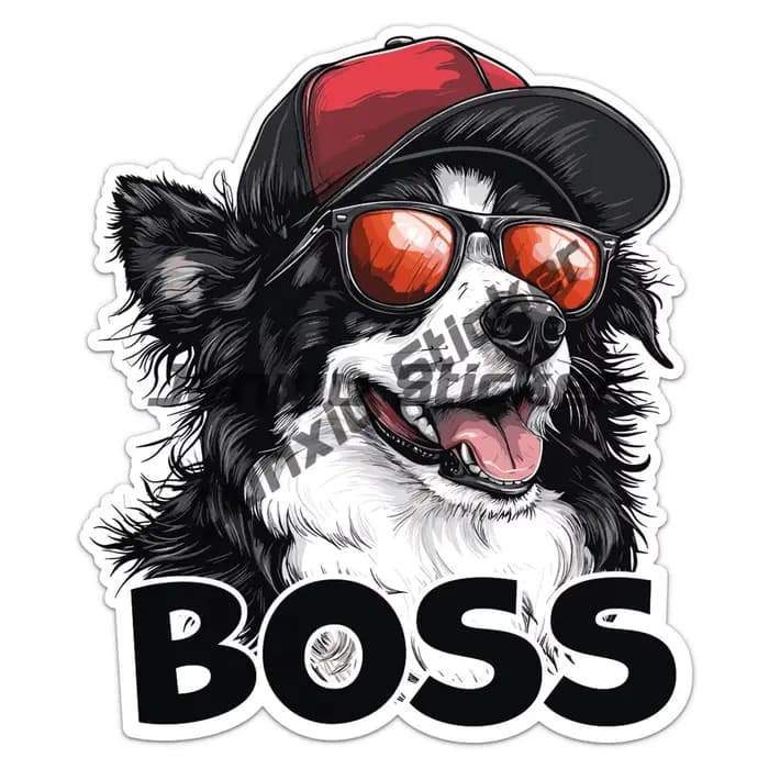 Dessin animé souriant Border Collie chien chiot Doggie autocollant drôle patron Border Collie chien vinyle décalcomanie décoration autocollant accessoires