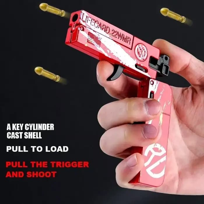 Nouveau jouet pistolet pliable en métal Lifecard amélioré pour enfants et adultes, pistolet jouet avec balles souples, modèle de tir en alliage pour adultes