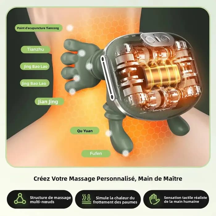 Masseur de cou et d'épaule, pression des doigts, Shiatsu, masseur électrique pour le dos et les épaules, pétrissage du cou, Massage en profondeur, relaxation musculaire