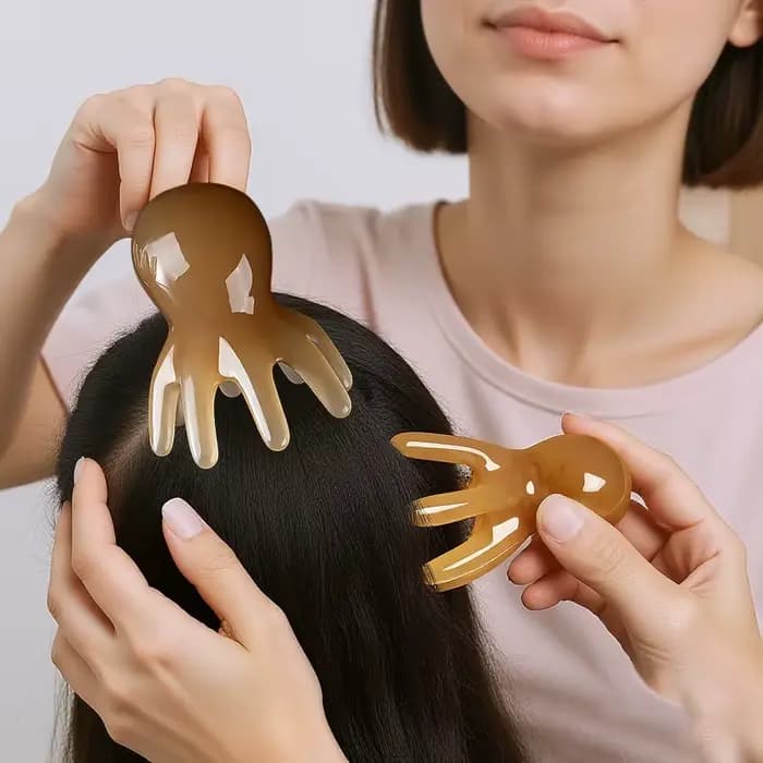 2 * résine poulpe Massage peigne tête méridien grattage cuir chevelu masseur outil Portable 8 broches
