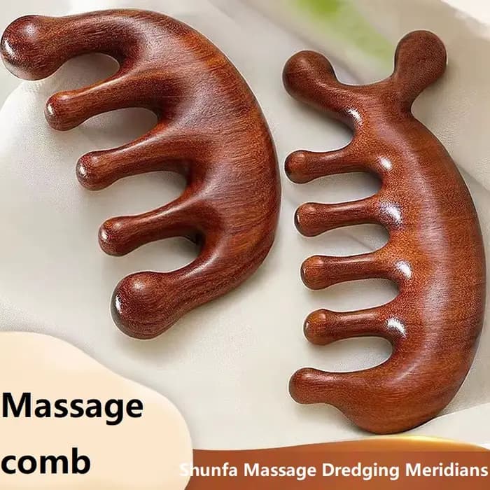 Nouveau Massage en bois masseur peigne cuir chevelu tête huile masseur cuir chevelu cheveux peigne o